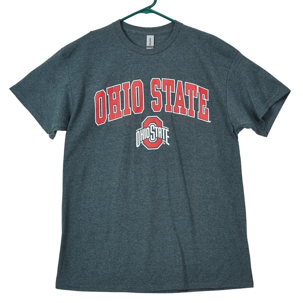 Ohio State Buckeyes T Shirt Adult Large Gray Short Sleeve Gildan Heavy Cotton